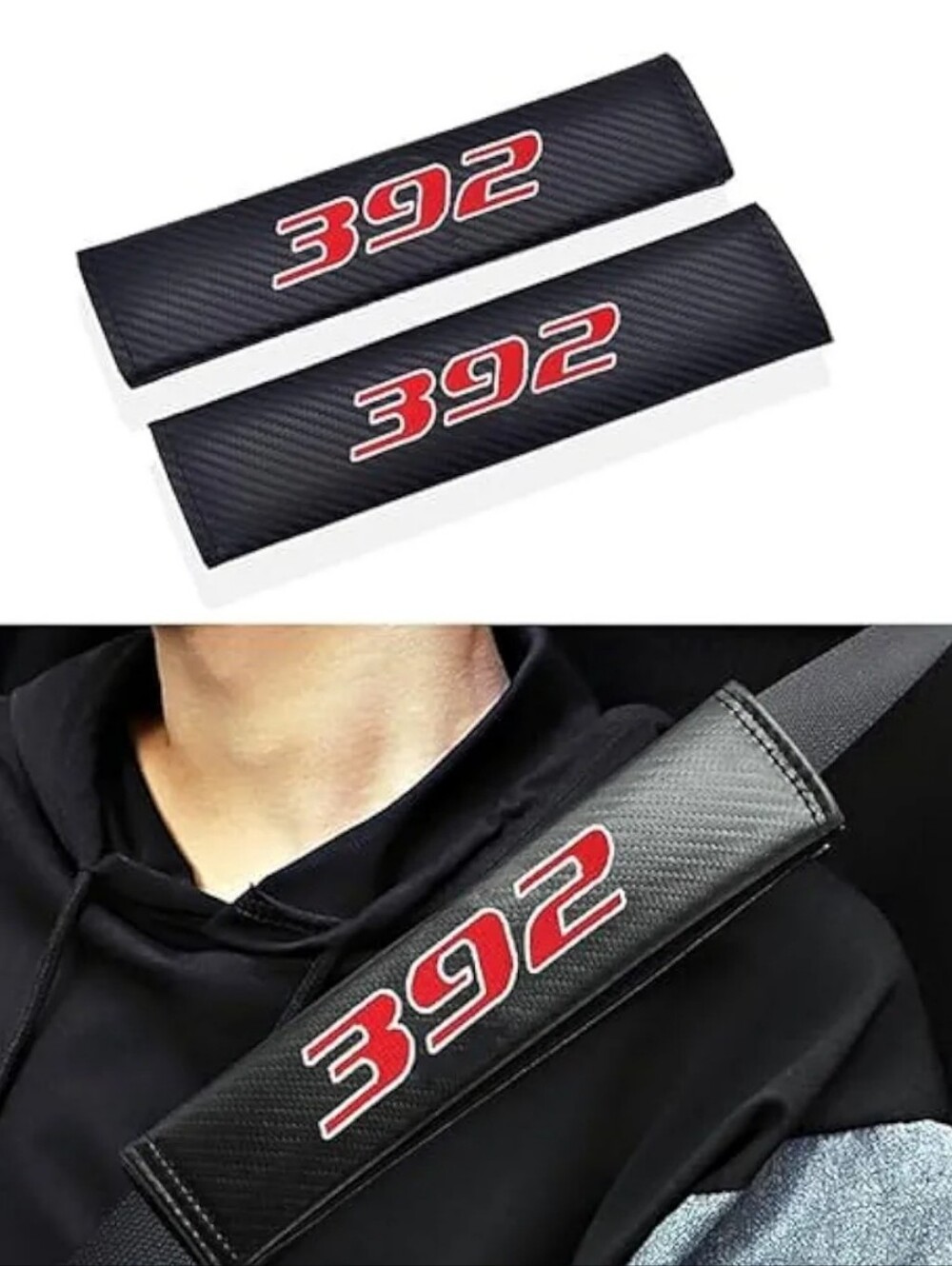 New 2 392 Hemi Carbon Embroidered seat belt Shoulder pads Universal Fit